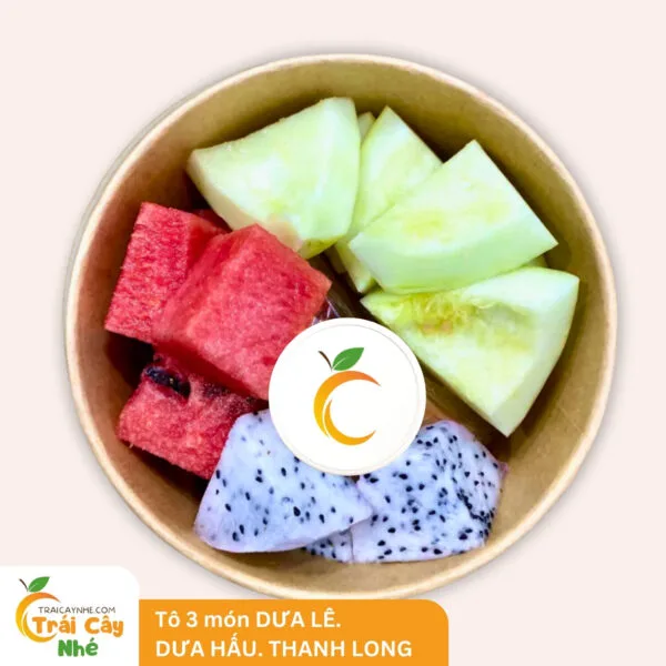 hộp 3 món Dưa lê - Dưa hấu - Thanh long